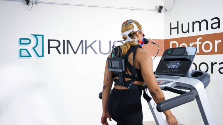 Sports technology in use on treadmill in human performance laboratory